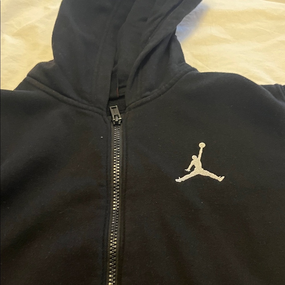 Jordan Black Zip-Up Hoodie with Silver Logo